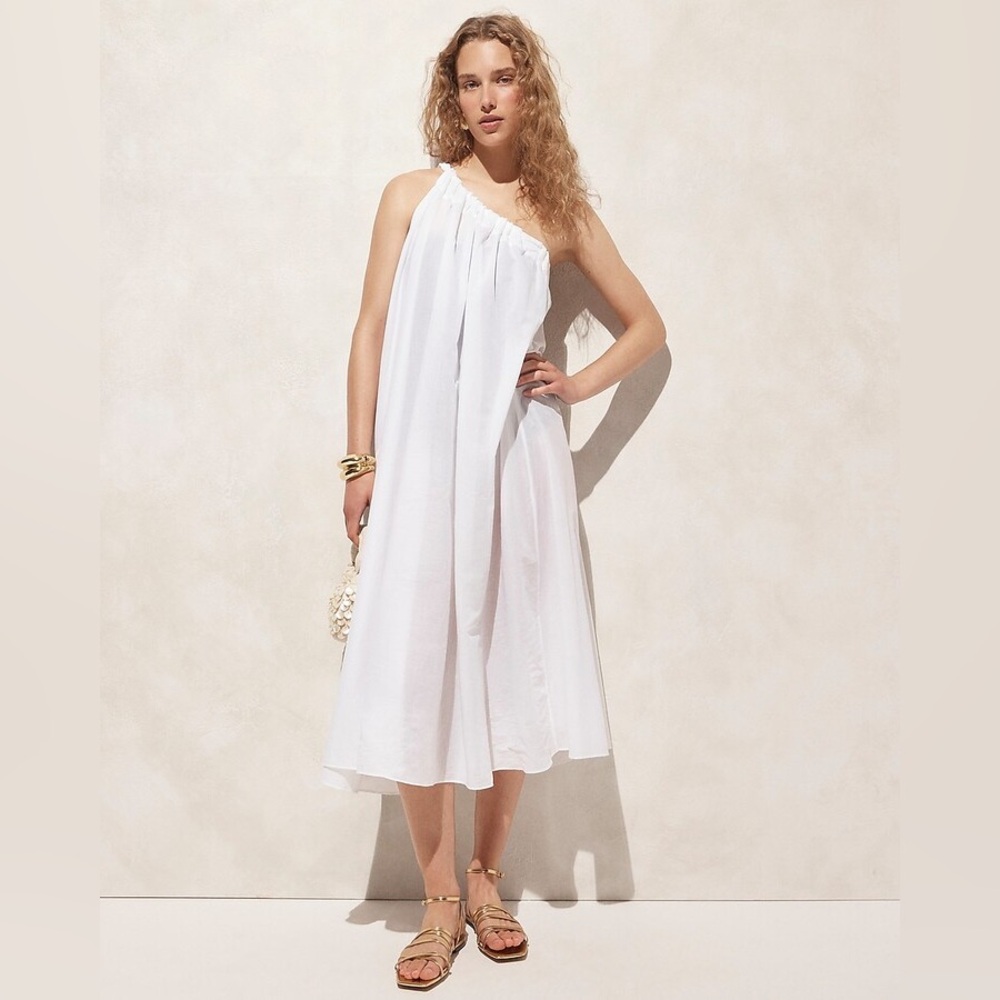 J. Crew One Shoulder Beach Dress in Cotton Voile
